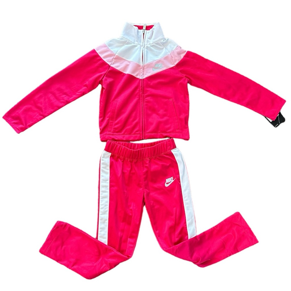 Nike Pink and White Girls Tracksuit 6-7 Yrs